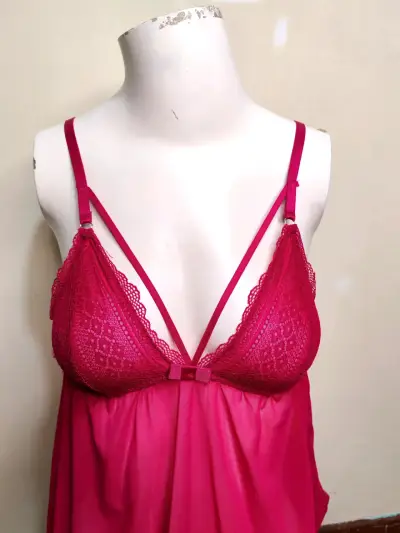 Camisón fucsia encaje romántico - miniatura 3