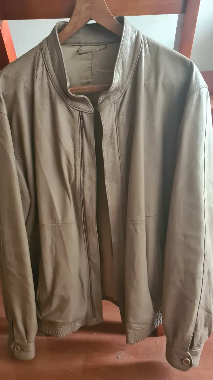 Casaca 100% cuero natural como nueva color beige - 2