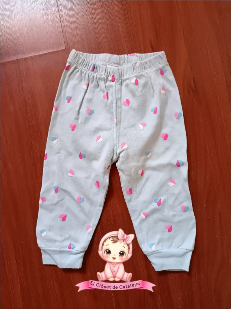 Pantalón pijama bebé con estampado de corazones
