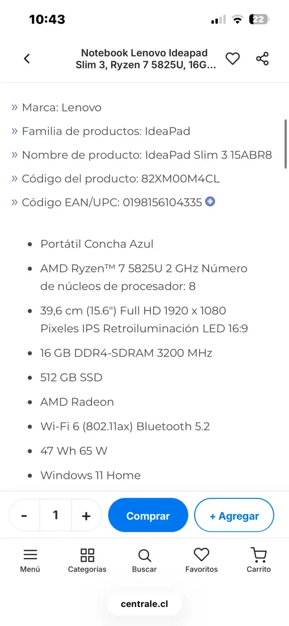 Notebook Lenovo idea pad slim 3 - 3