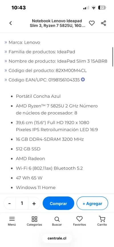 Notebook Lenovo idea pad slim 3 - miniatura 3