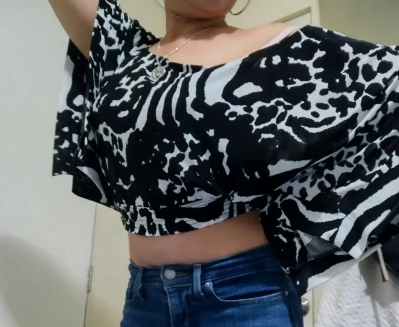 Blusa off-shoulder estampado animal - 3
