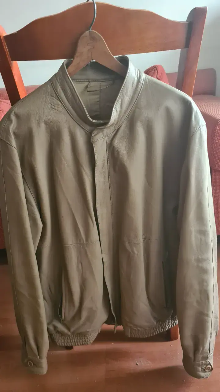 Casaca 100% cuero natural como nueva color beige - 6