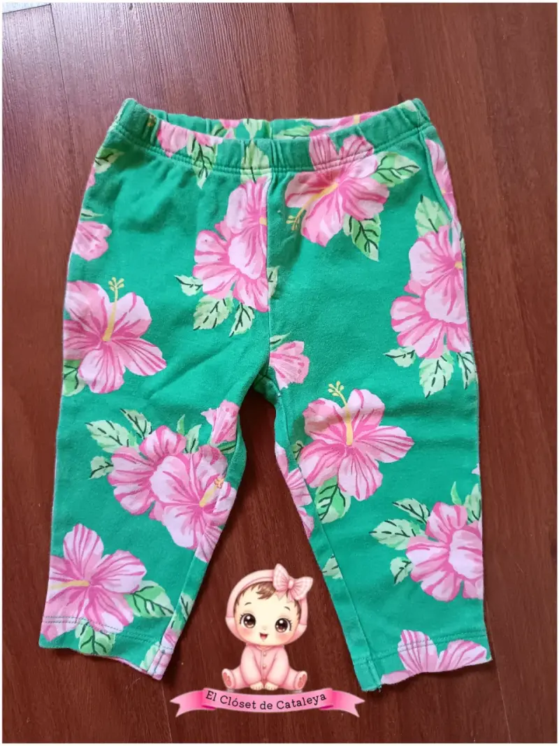 Pantalones bebé florales verdes