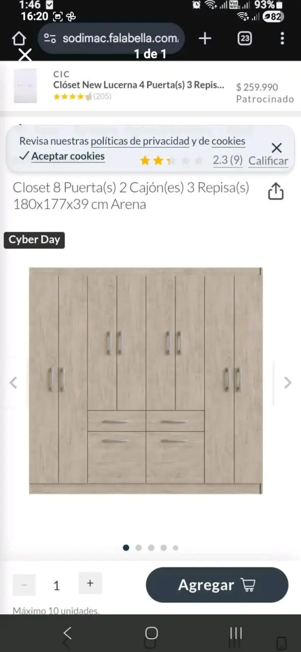 Clóset 8 puertas arena CIC - 1
