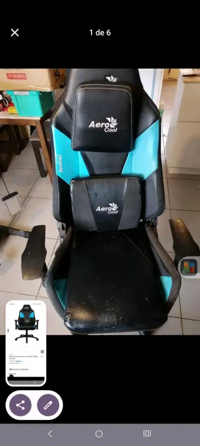 Silla gamer Aerocool negro azul - miniatura 2