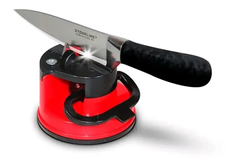 Afilador de cuchillos rojo con ventosa