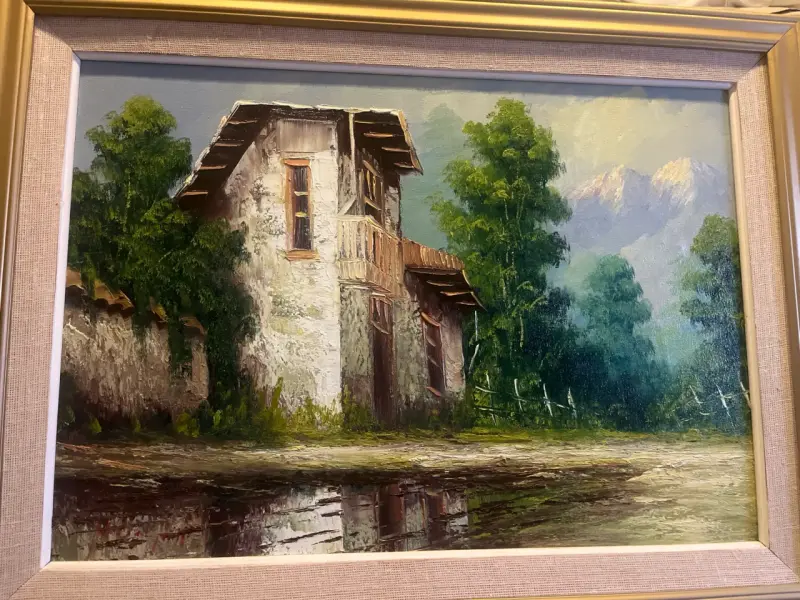 Cuadro paisaje rural enmarcado