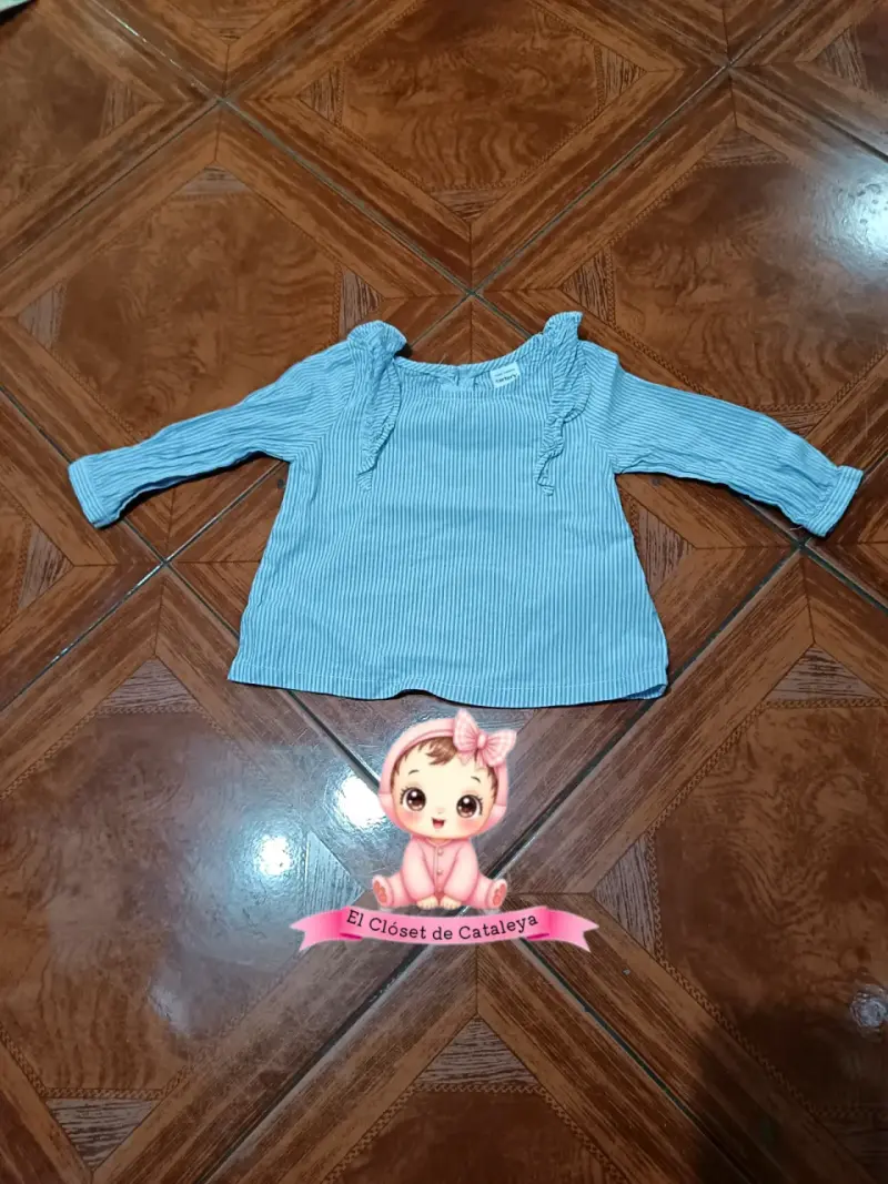 Polera azul de rayas para bebé