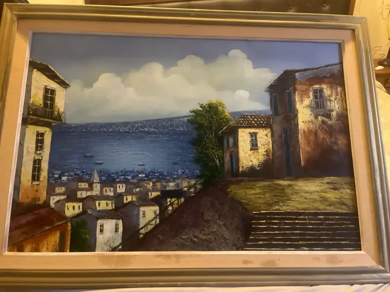 Cuadro paisaje marítimo enmarcado