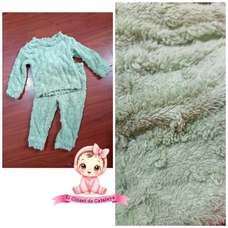 Conjunto peludo verde infantil