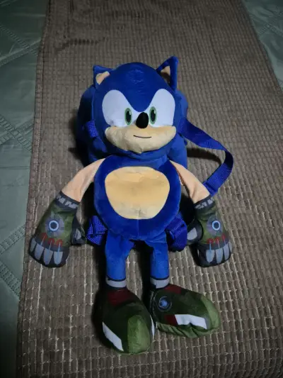 Mochila peluche azul Sonic - miniatura 1