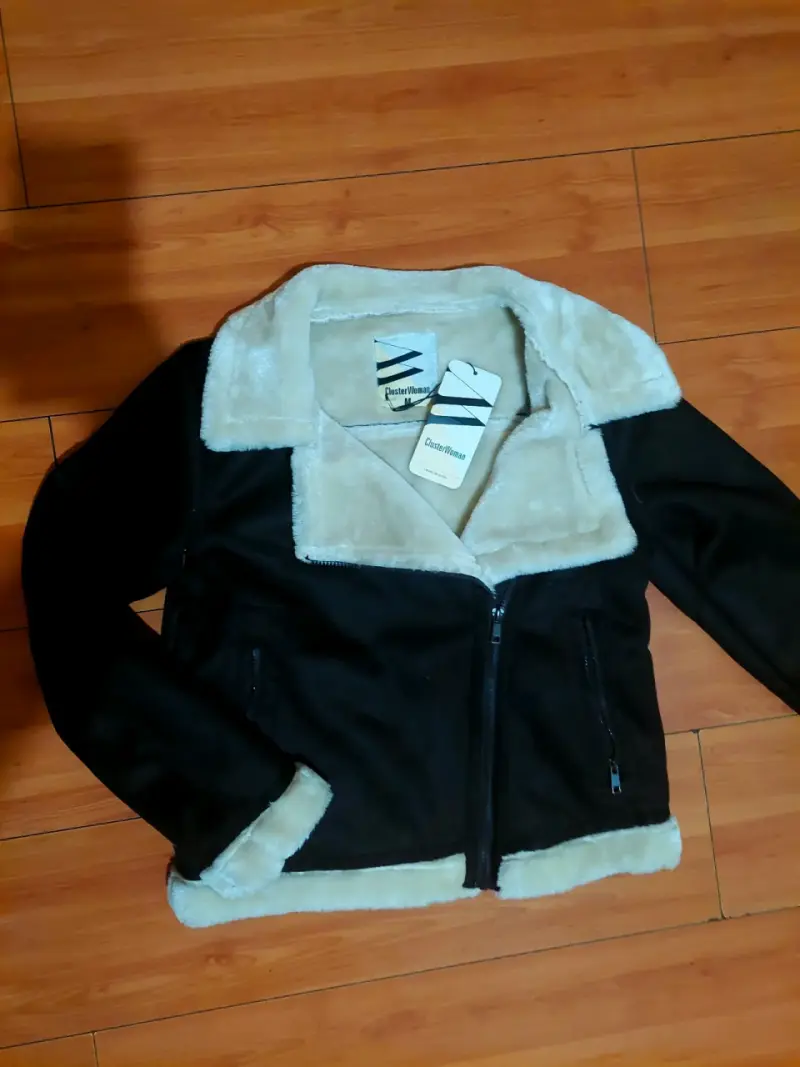 Chaqueta Aviadora cafe con forro beige - 1