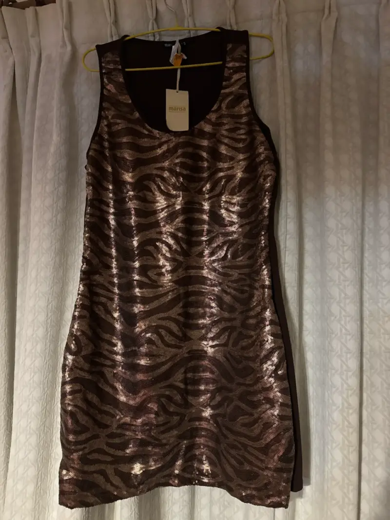 Vestido de lentejuelas marrón - 1