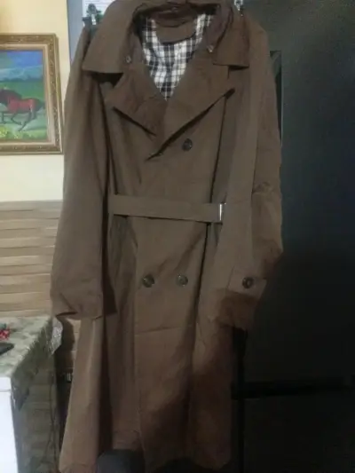 gabardina marrón tipo trench - miniatura 1