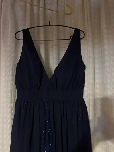 Vestido largo azul con brillo - miniatura 2