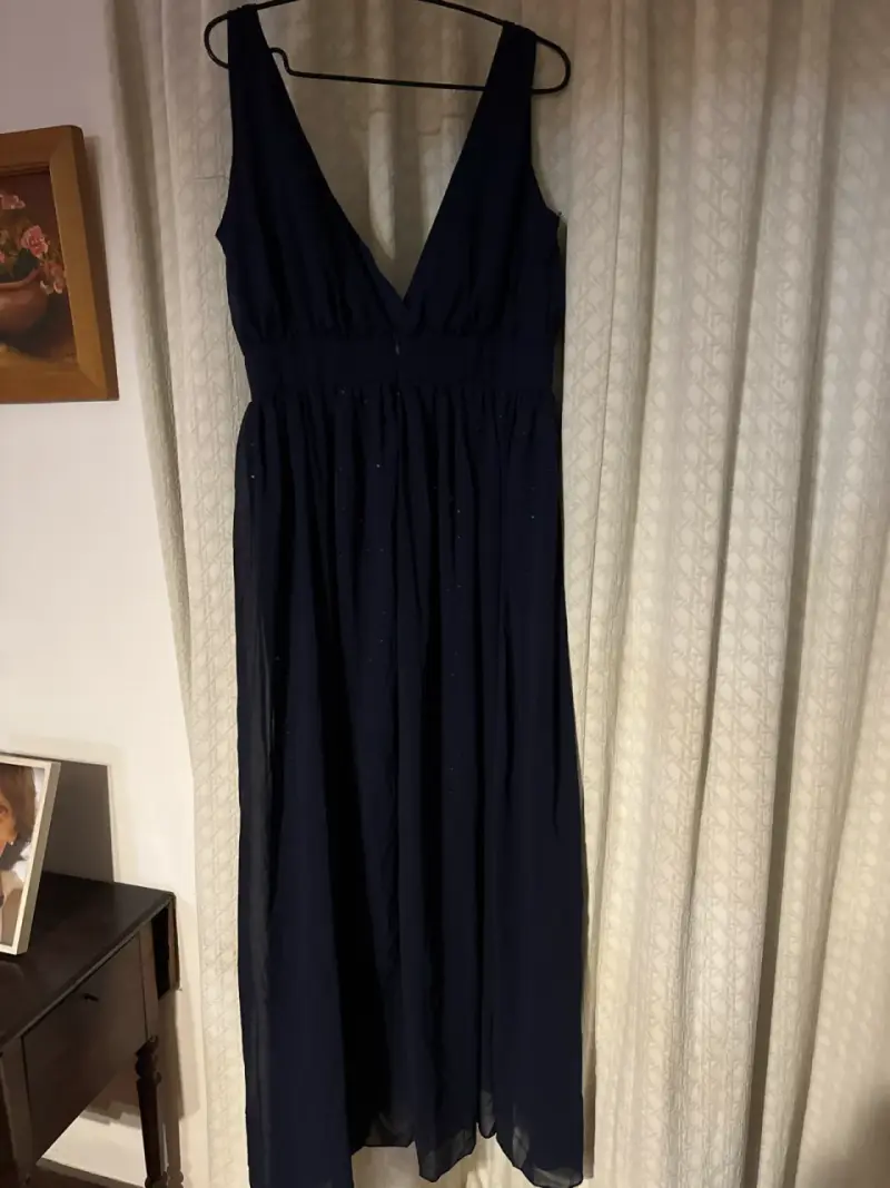 Vestido largo azul con brillo - 3