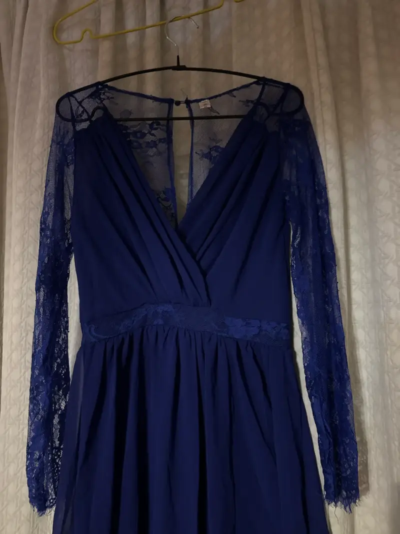 Vestido azul con encaje - 2