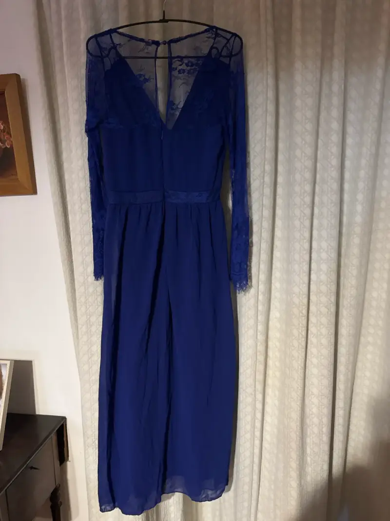 Vestido azul con encaje - 3