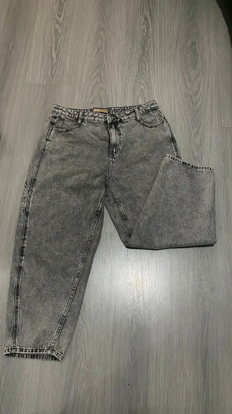 Jeans gris desgastado baggy - 1