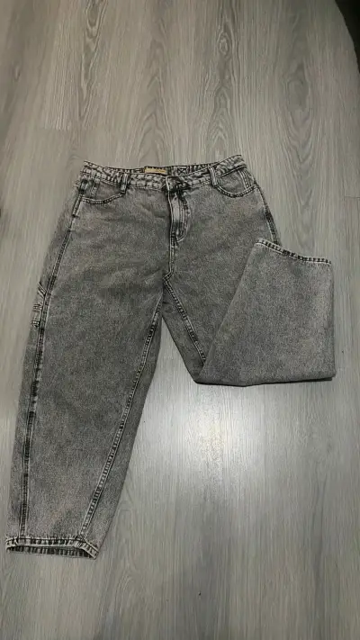 Jeans gris desgastado baggy - miniatura 1