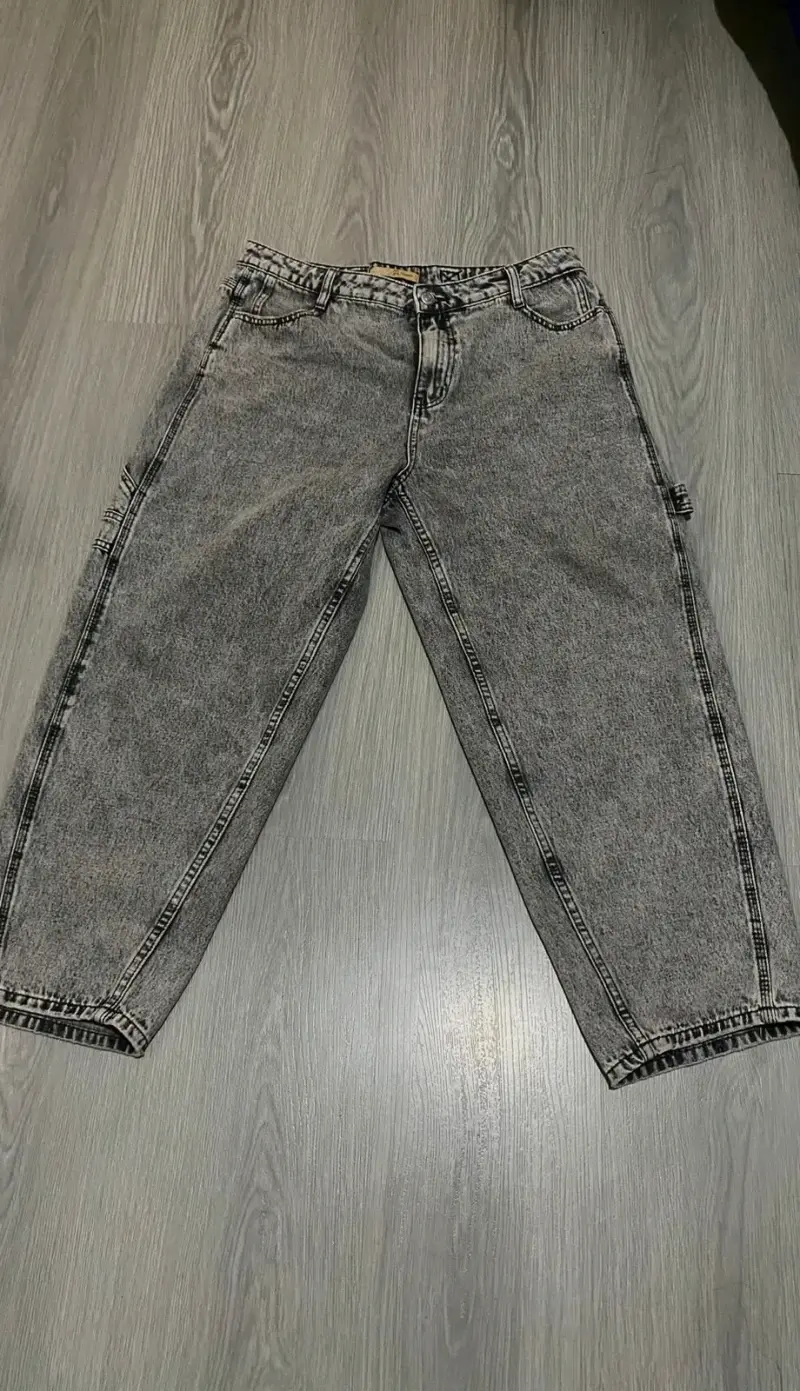 Jeans gris desgastado baggy - 2