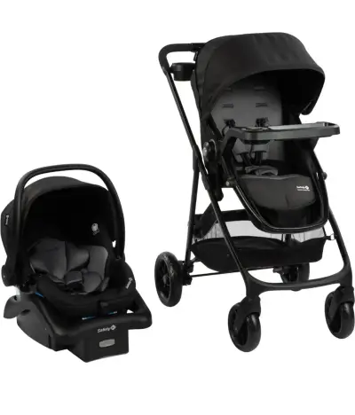 Coche de bebé negro multifuncional - miniatura 1