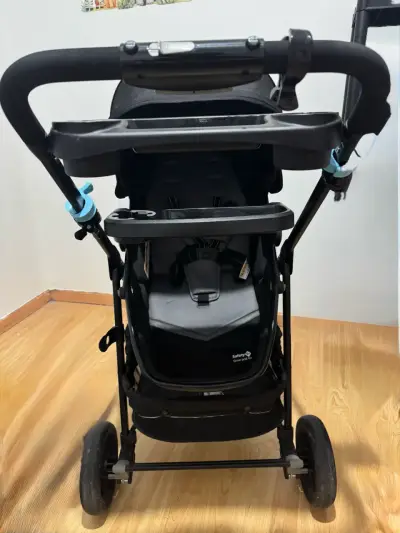 Coche de bebé negro multifuncional - miniatura 4