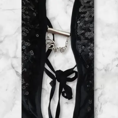 Trikini negro con lentejuelas - miniatura 3