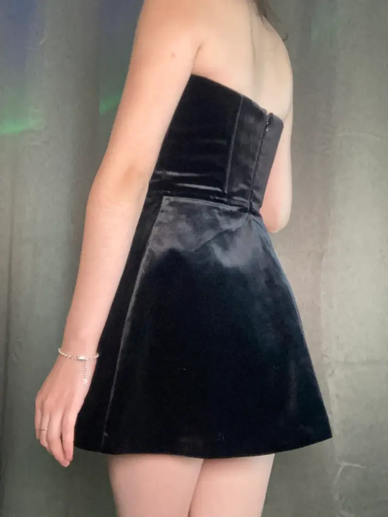 Vestido mini Zara terciopelo negro - 4