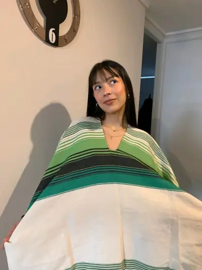 Ponchos colombianos a rayas de colores - miniatura 1