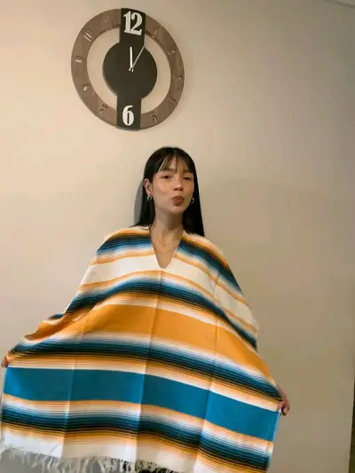 Ponchos colombianos a rayas de colores - miniatura 2