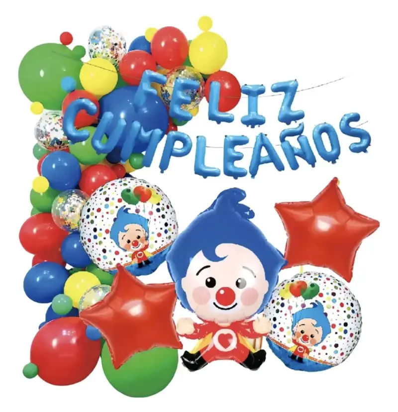 Set de cumpleaños con globos diseño Plim plim - 1