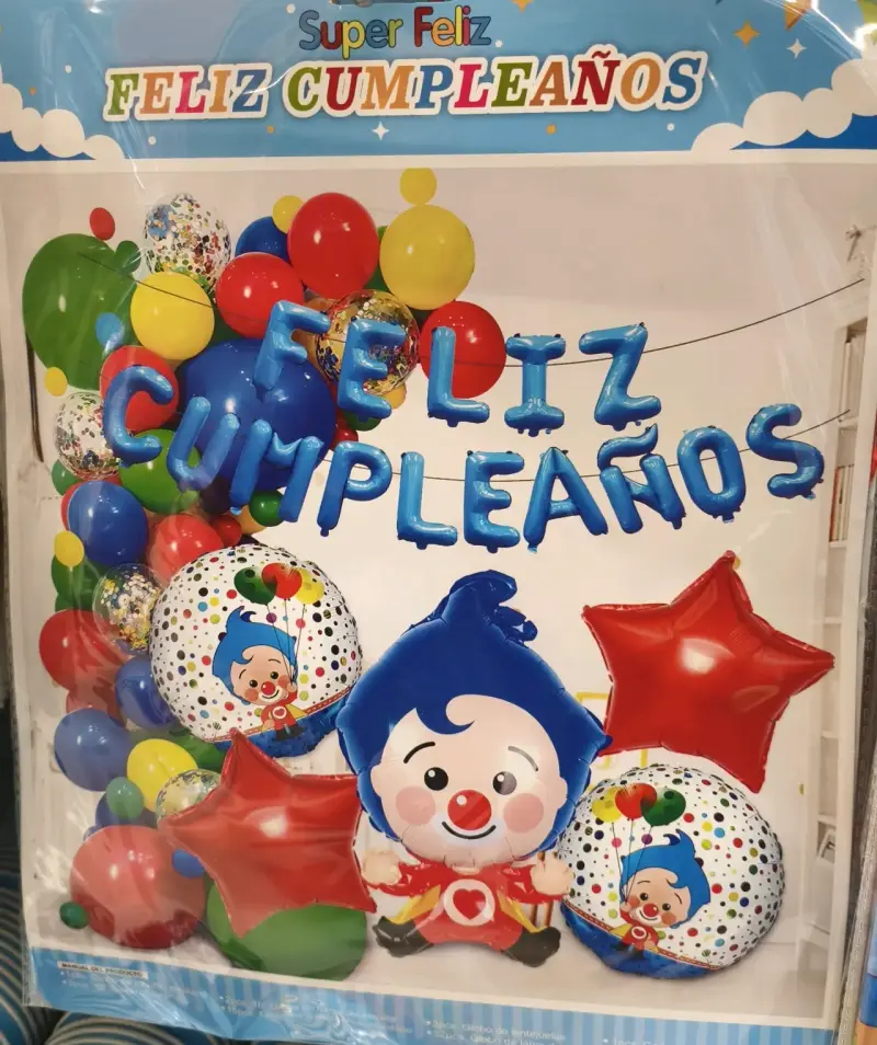 Set de cumpleaños con globos diseño Plim plim - 3