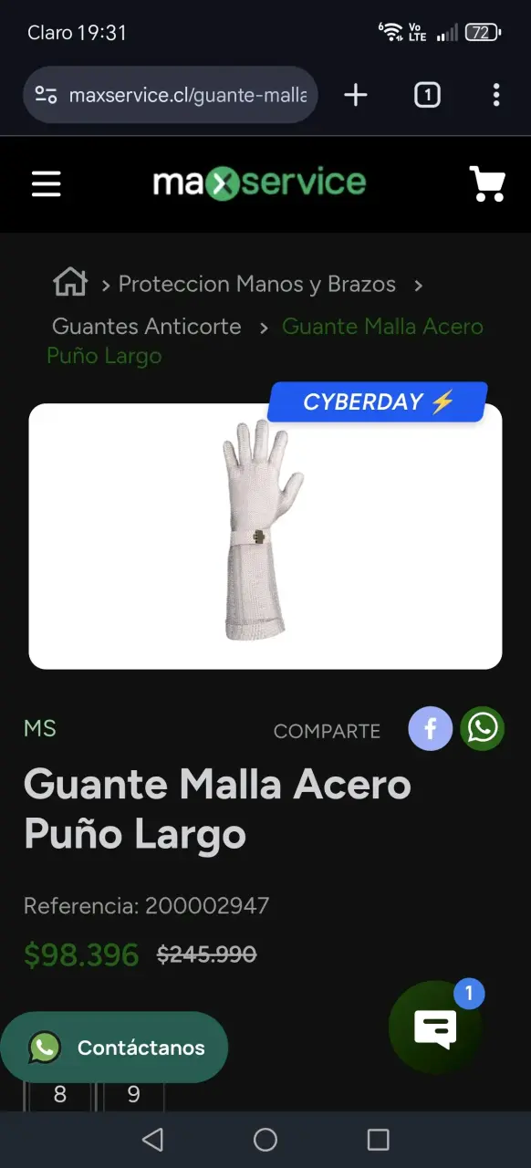 Guantes anticorte de acero Inoxidable Talla S y L - 6