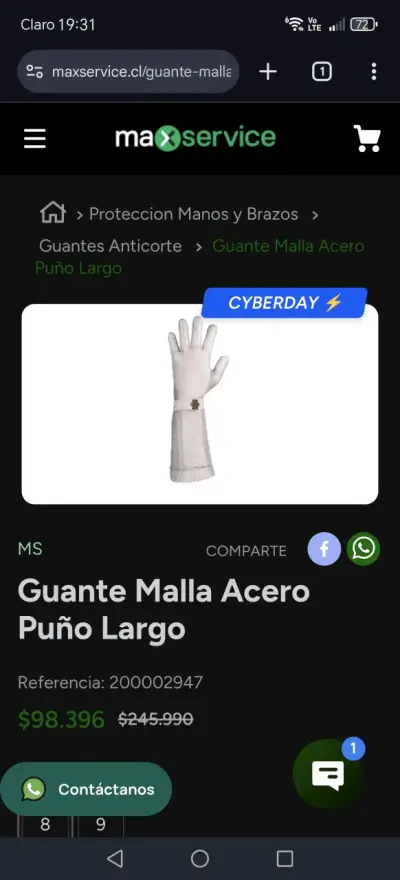 Guantes anticorte de acero Inoxidable Talla S y L - miniatura 6