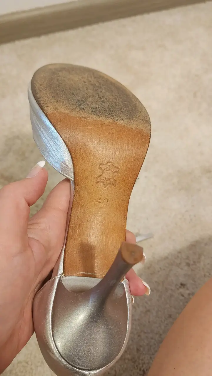Zapatos de tango de cuero, tacón plateados - 2