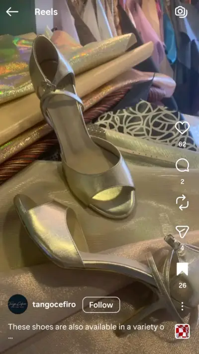 Zapatos de tango de cuero, tacón plateados - miniatura 5