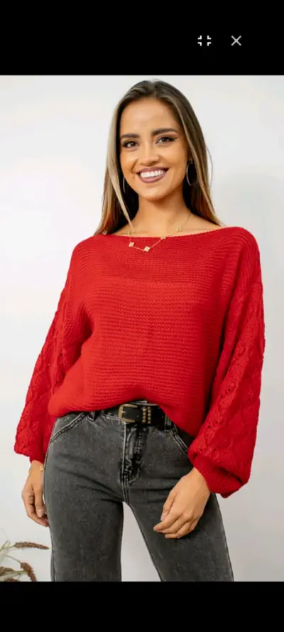 Suéter rojo tejido para mujer - miniatura 1