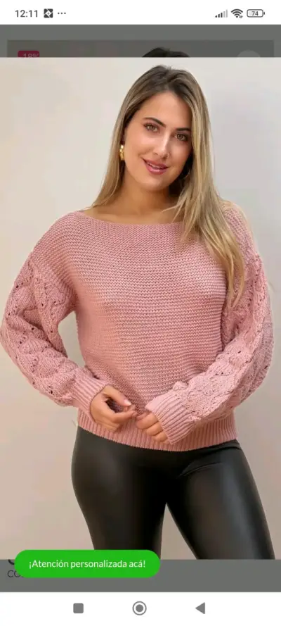 Suéter rojo tejido para mujer - miniatura 2