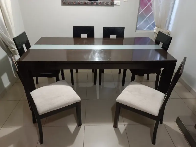 Comedor 6 sillas madera oscuro - 1