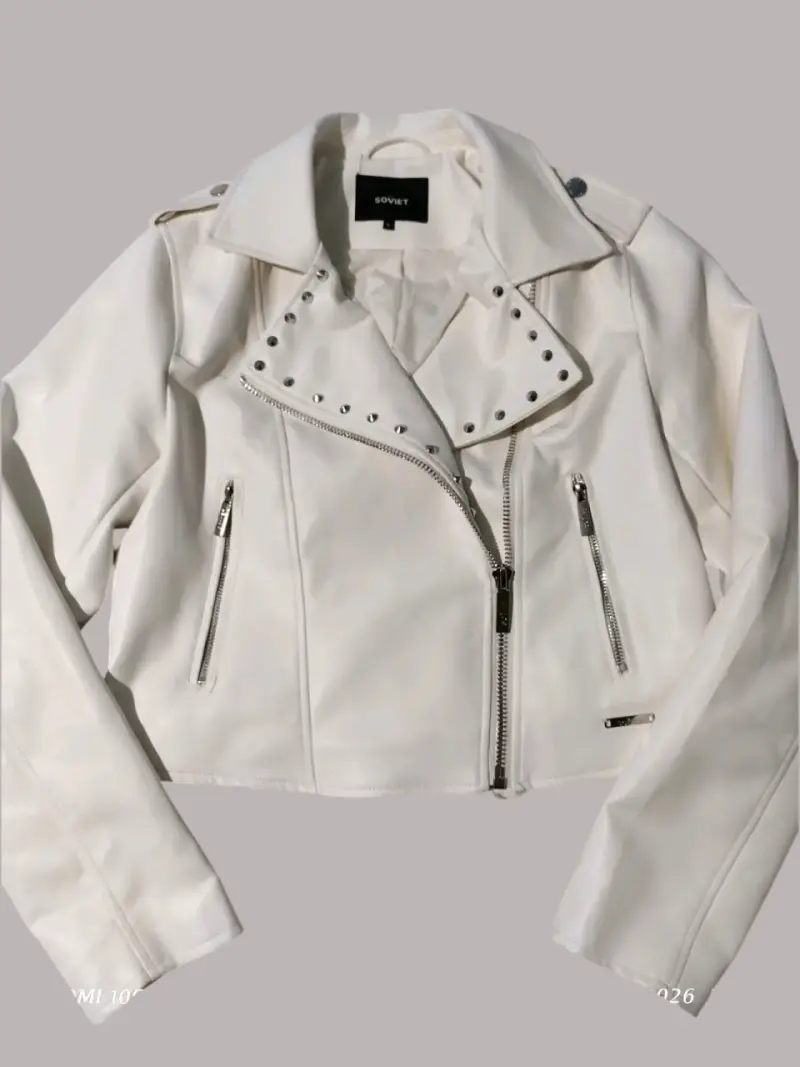 Chaqueta blanca de cuero sintético - 1
