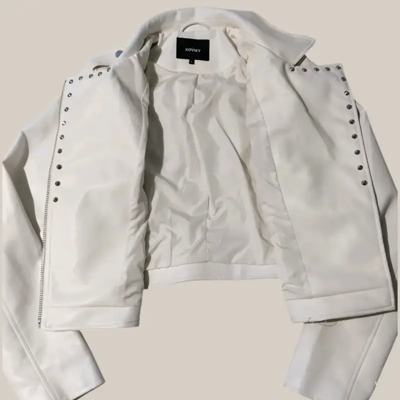 Chaqueta blanca de cuero sintético - 3