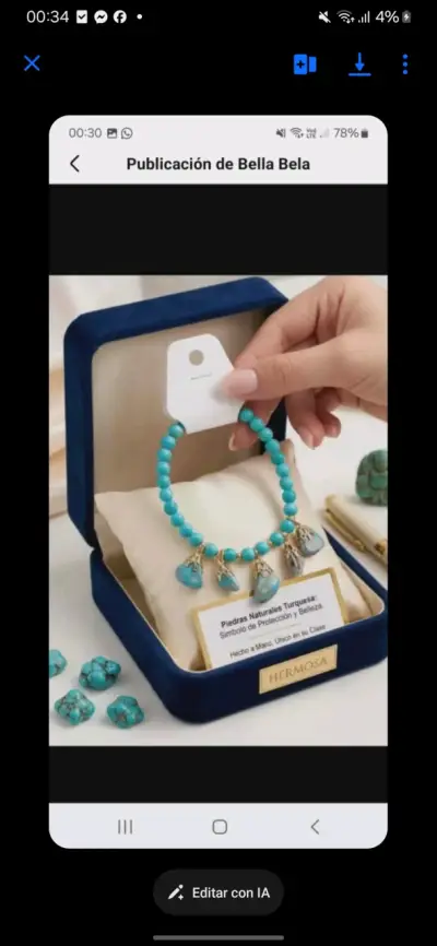 Pulsera con piedras turquesas - miniatura 1