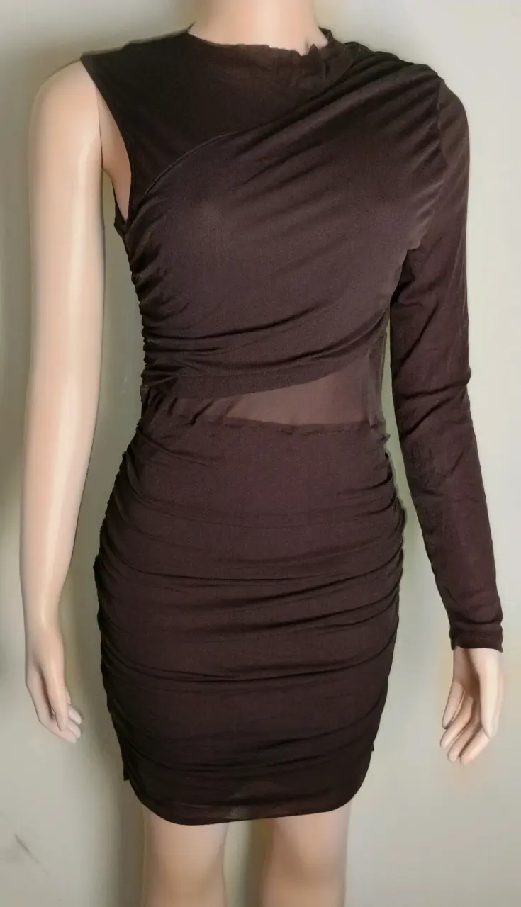 Vestido cafe ajustado - 2