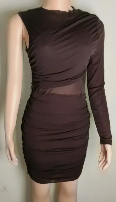 Vestido cafe ajustado - miniatura 2