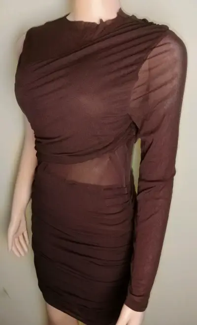 Vestido cafe ajustado - miniatura 3