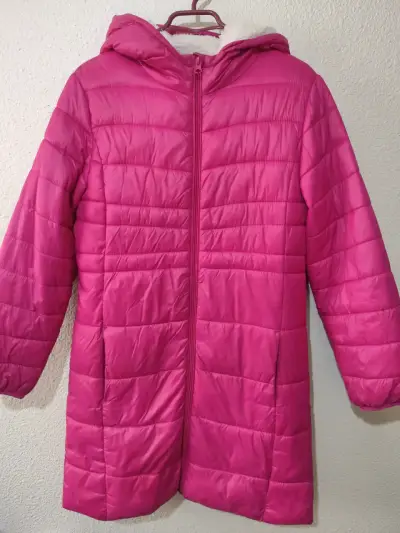 Parka acolchada rosa para niña - miniatura 1
