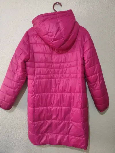 Parka acolchada rosa para niña - miniatura 2