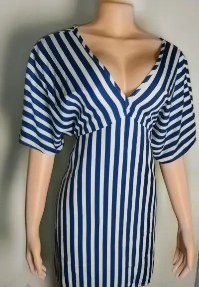 Vestido rayado azul y blanco - miniatura 1